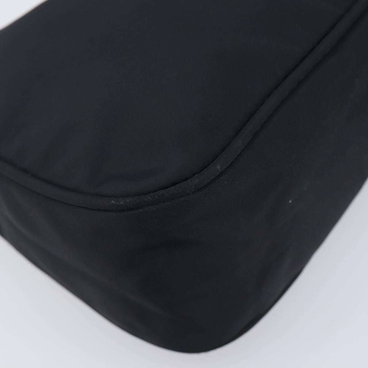 PRADA Hand Pouch Nylon Black Silver Auth 210726V