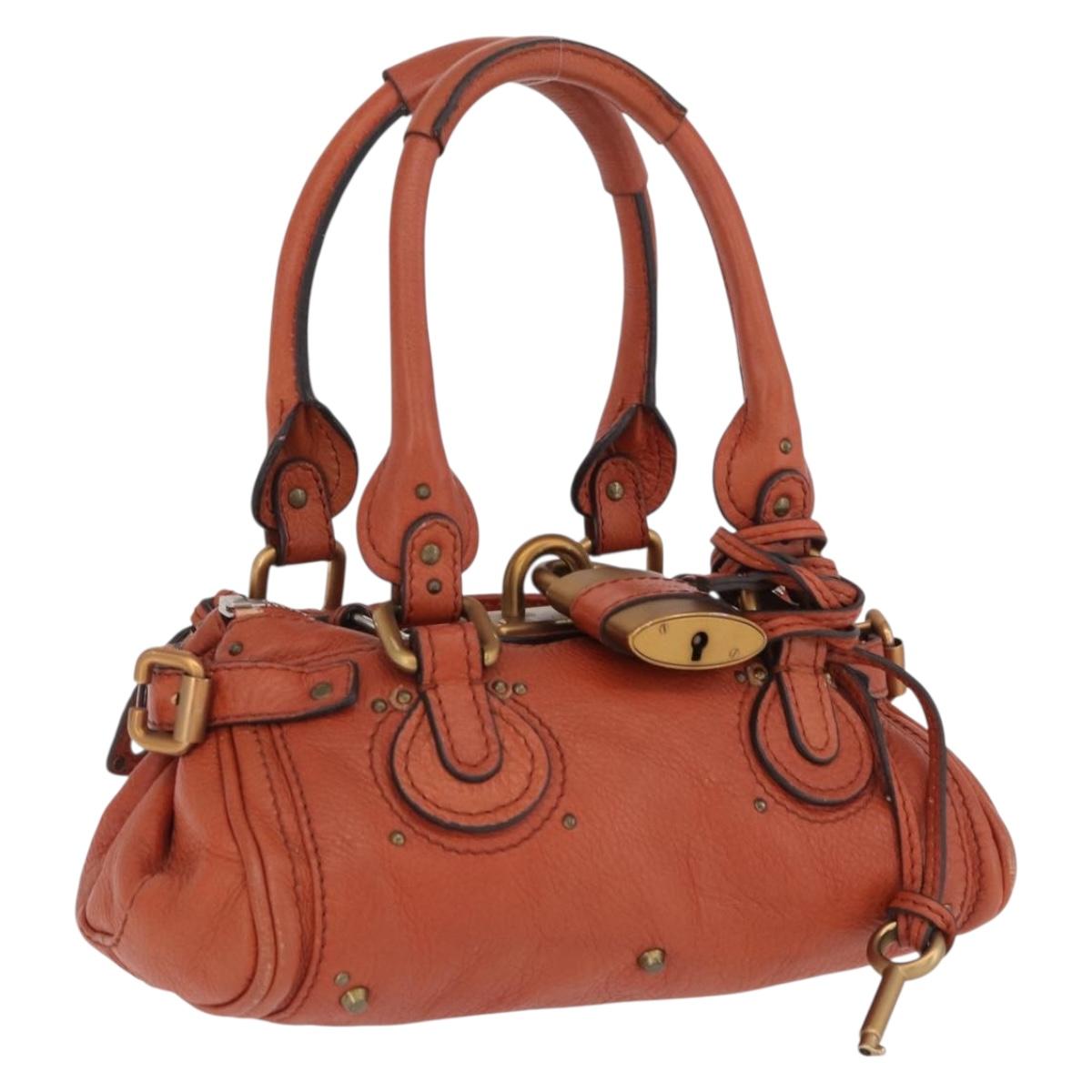 Chloe Paddington Hand Bag Leather Brown Gold Silver Auth 210728V