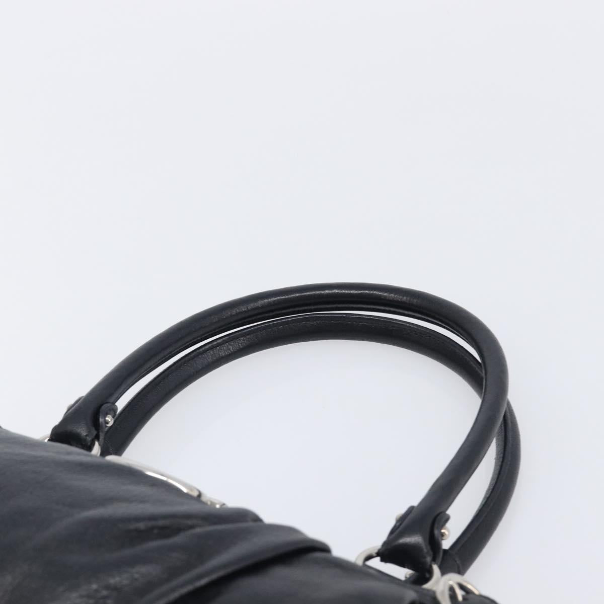 Salvatore Ferragamo Gancini Hand Bag Leather Black Silver Auth 210733V