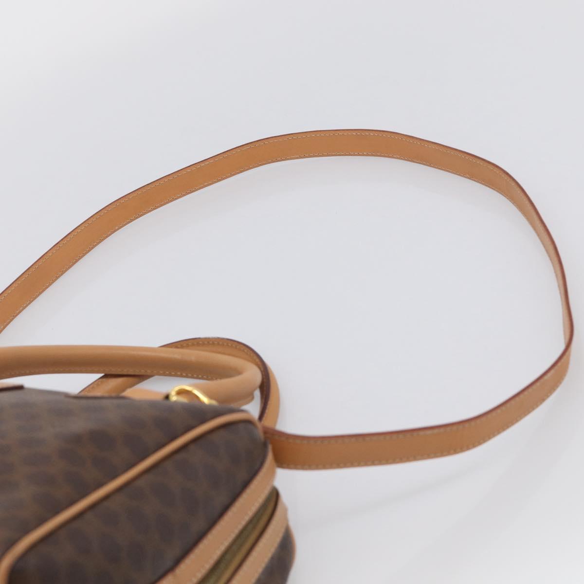 CELINE Macadam Canvas Boston Bag PVC Leather 2way Brown Gold Auth 210734V