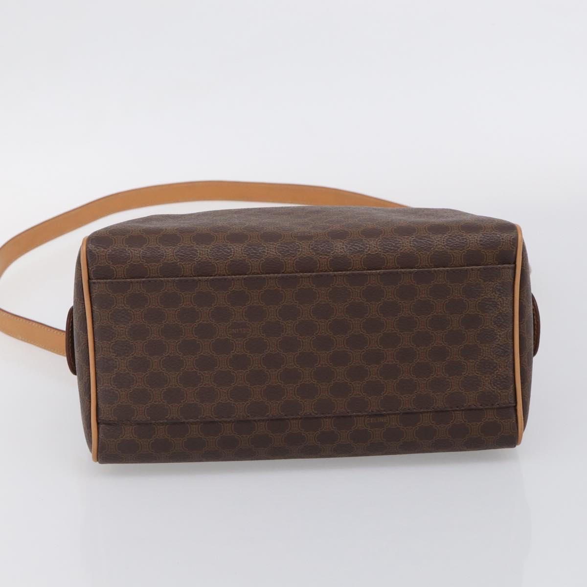 CELINE Macadam Canvas Boston Bag PVC Leather 2way Brown Gold Auth 210734V