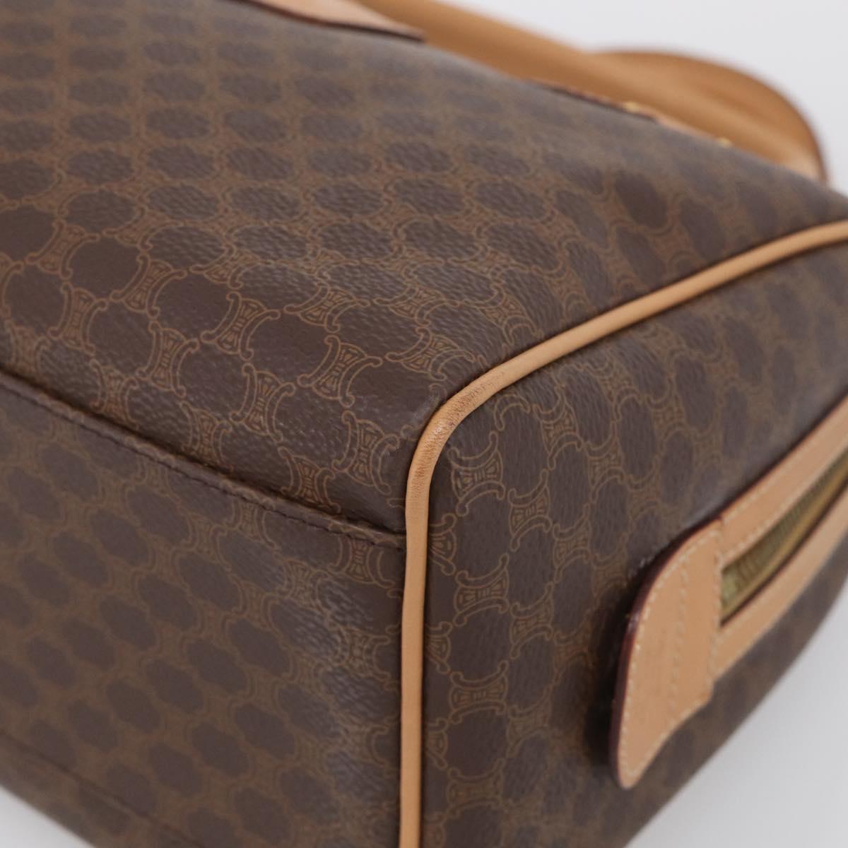 CELINE Macadam Canvas Boston Bag PVC Leather 2way Brown Gold Auth 210734V