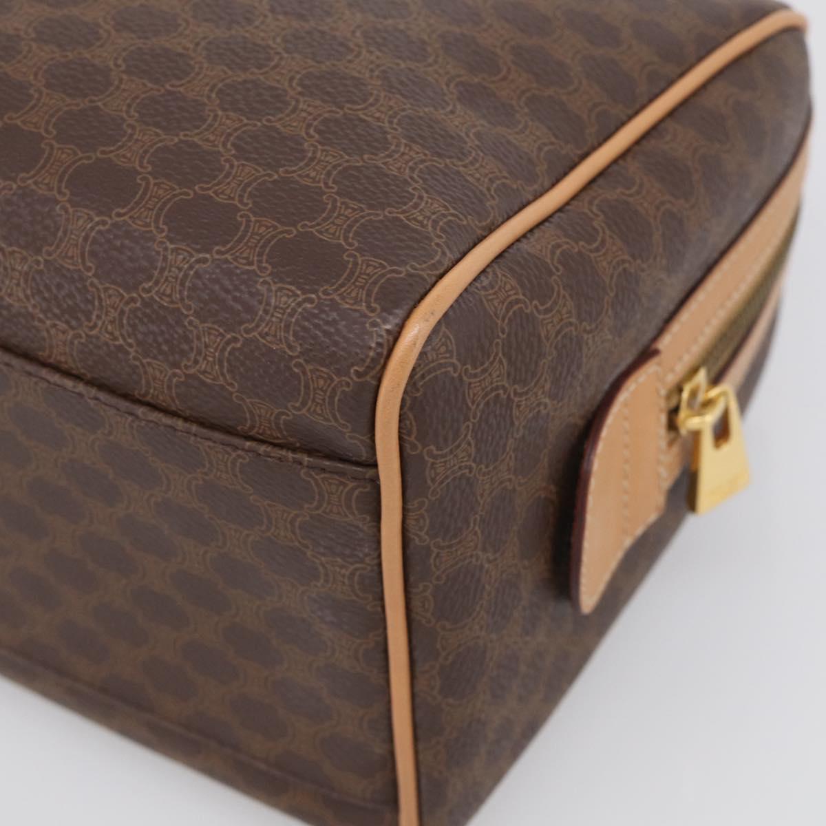 CELINE Macadam Canvas Boston Bag PVC Leather 2way Brown Gold Auth 210734V