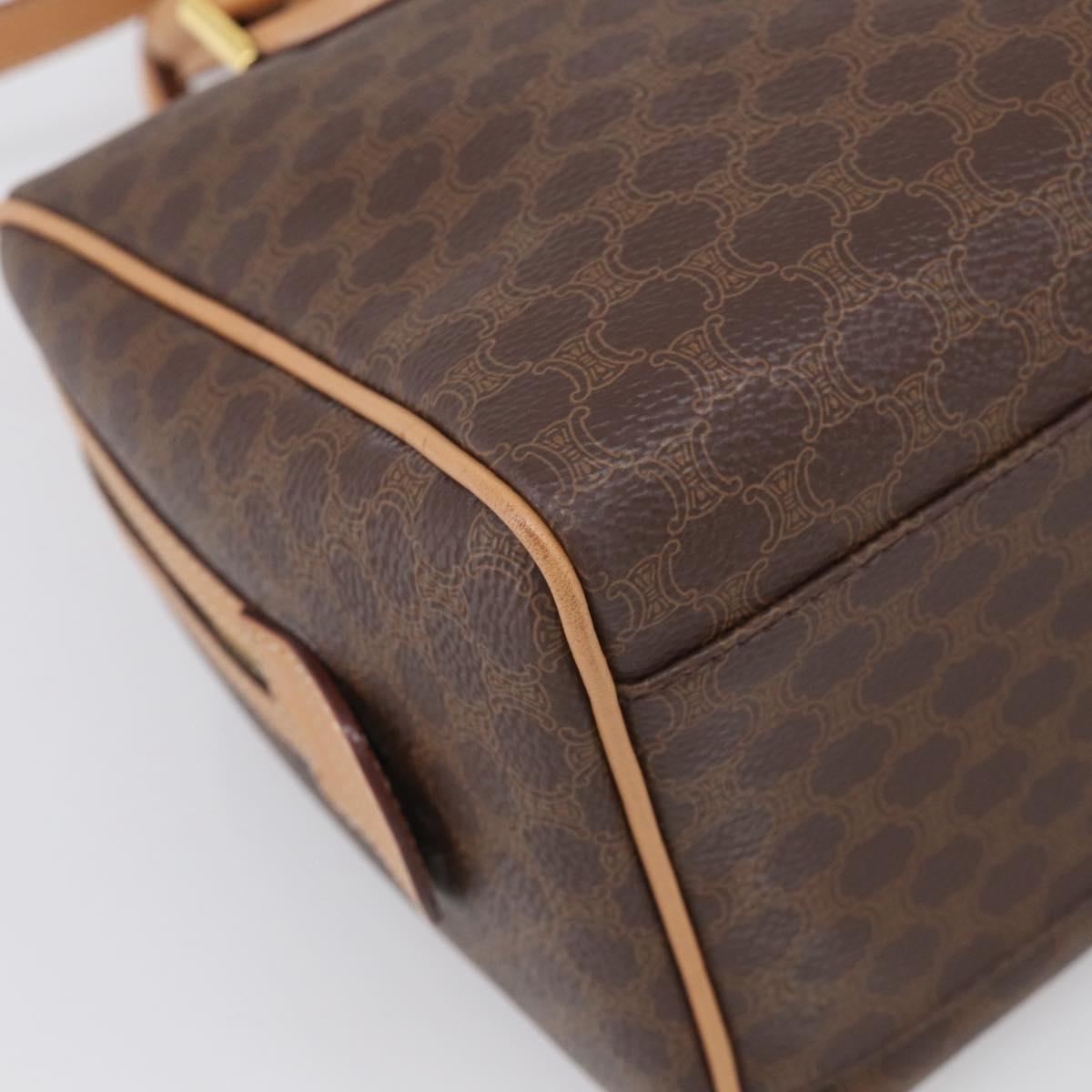 CELINE Macadam Canvas Boston Bag PVC Leather 2way Brown Gold Auth 210734V