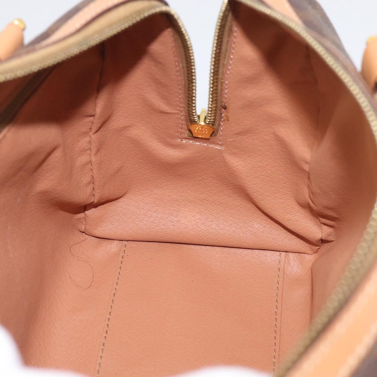 CELINE Macadam Canvas Boston Bag PVC Leather 2way Brown Gold Auth 210734V