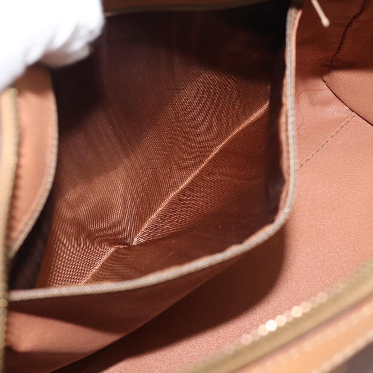 CELINE Macadam Canvas Boston Bag PVC Leather 2way Brown Gold Auth 210734V
