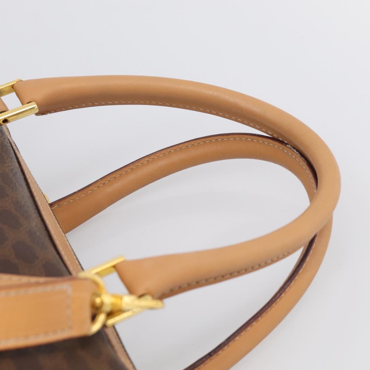 CELINE Macadam Canvas Boston Bag PVC Leather 2way Brown Gold Auth 210734V