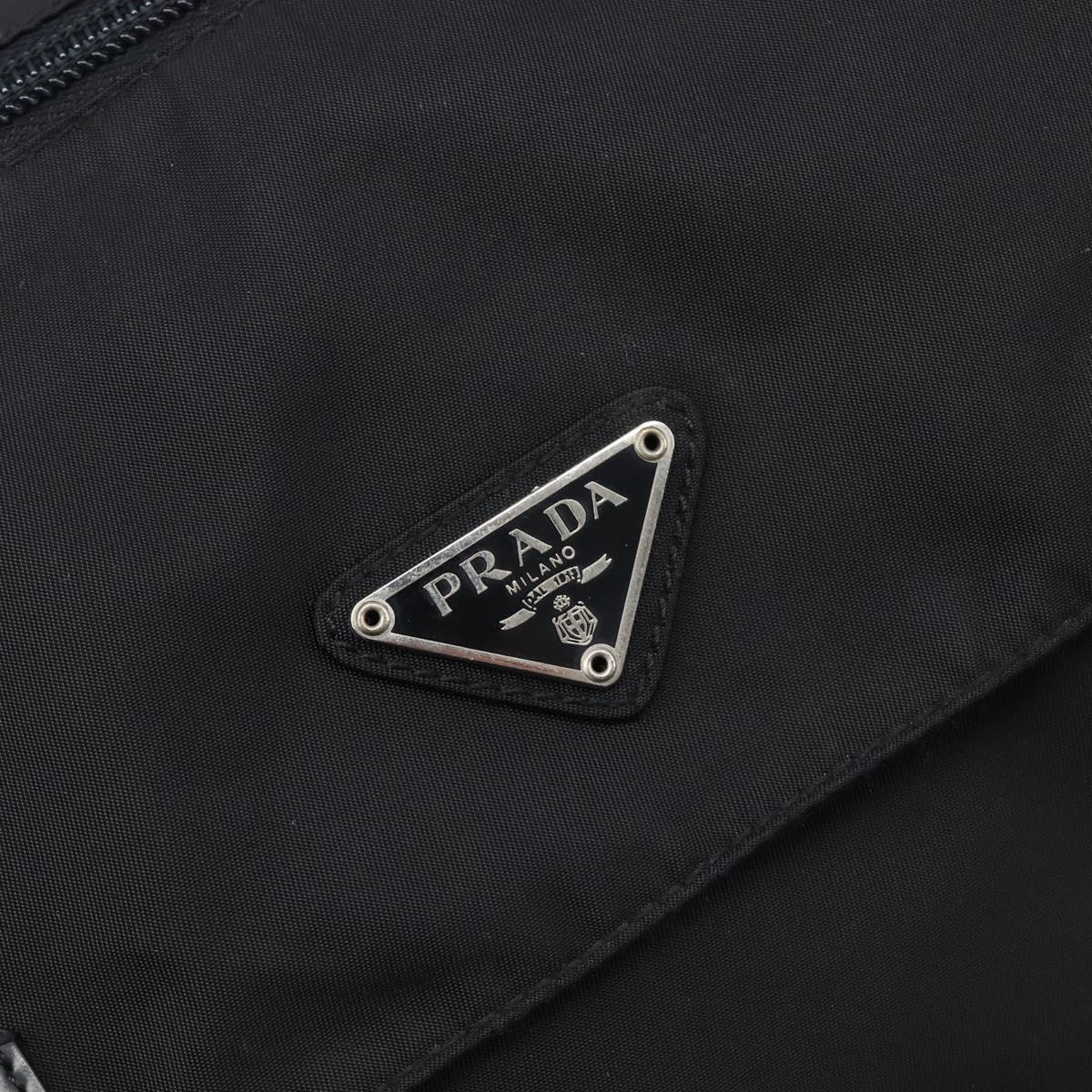 PRADA Shoulder Bag Nylon Black Silver Auth 210738A