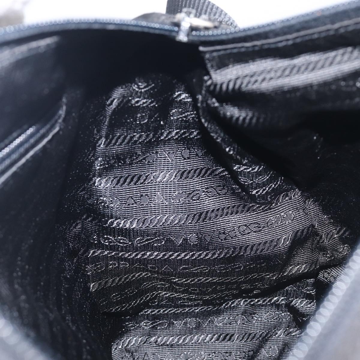 PRADA Shoulder Bag Nylon Black Silver Auth 210738A
