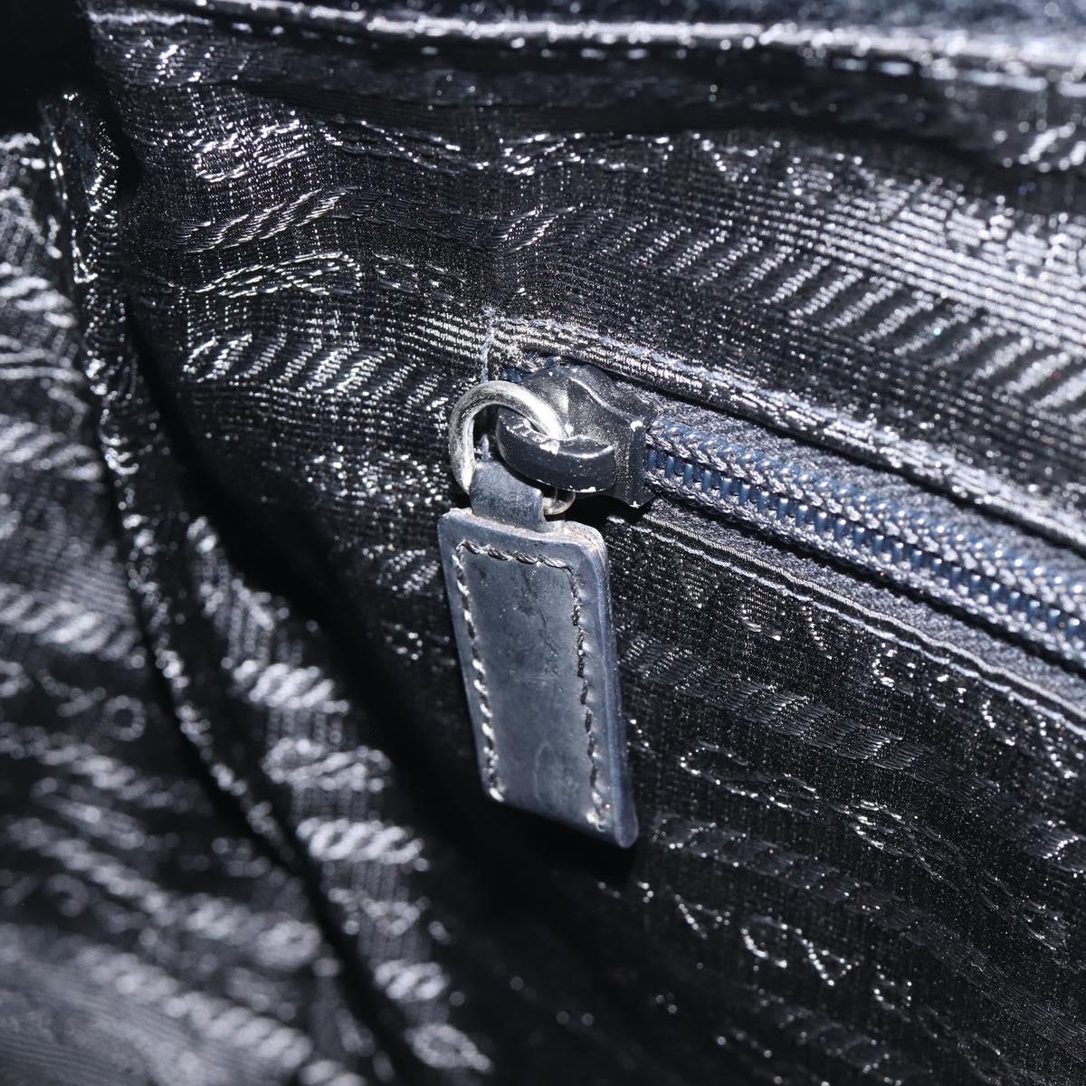 PRADA Shoulder Bag Nylon Black Silver Auth 210738A