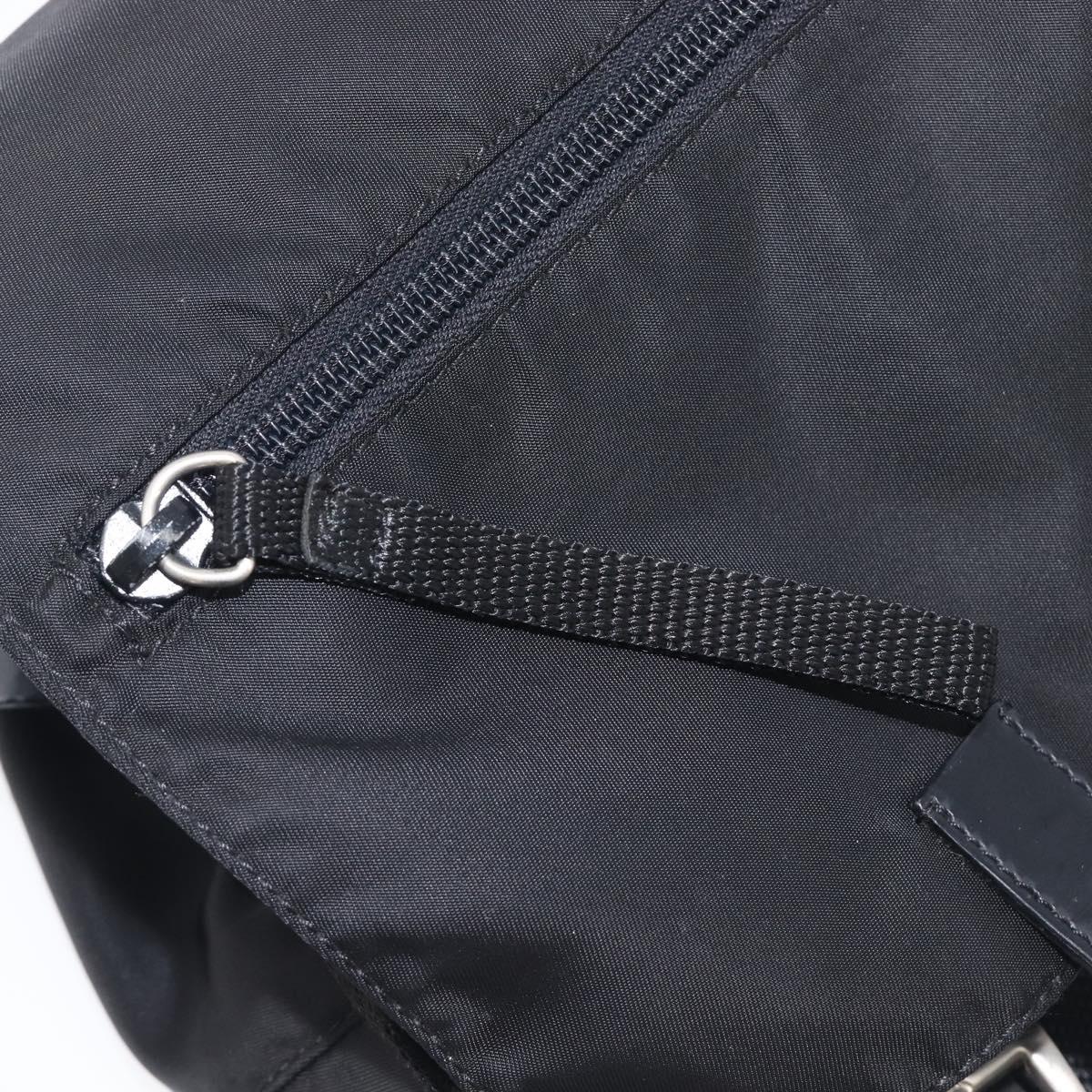 PRADA Shoulder Bag Nylon Black Silver Auth 210738A