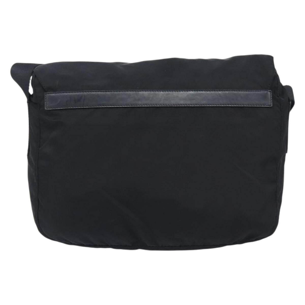 PRADA Shoulder Bag Nylon Black Silver Auth 210738A