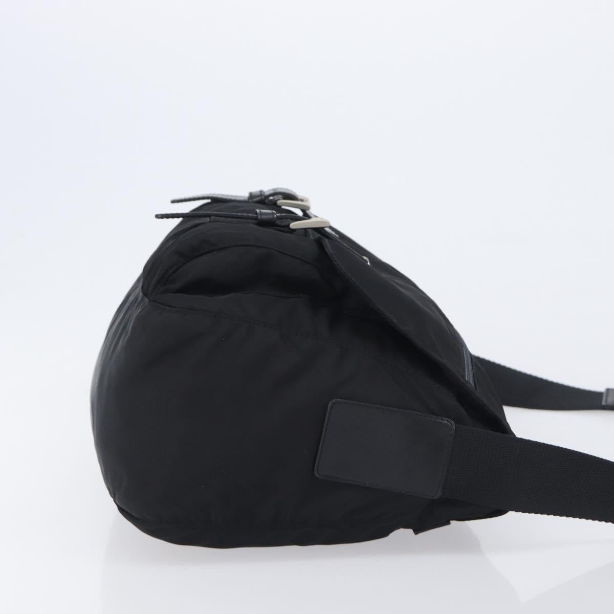PRADA Shoulder Bag Nylon Black Silver Auth 210738A