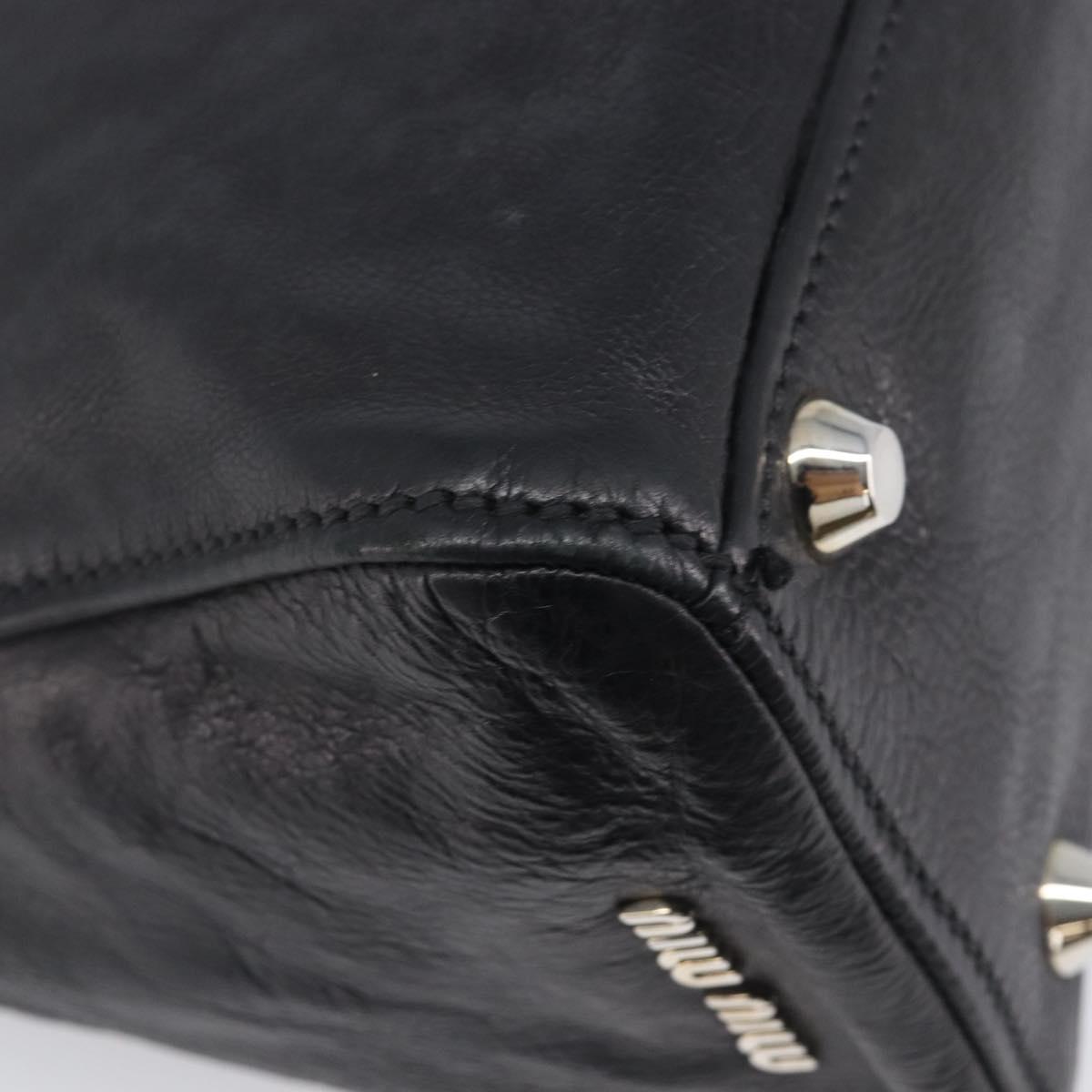 Miu Miu Vitterodino Hand Bag Leather Black Silver Auth 210750A