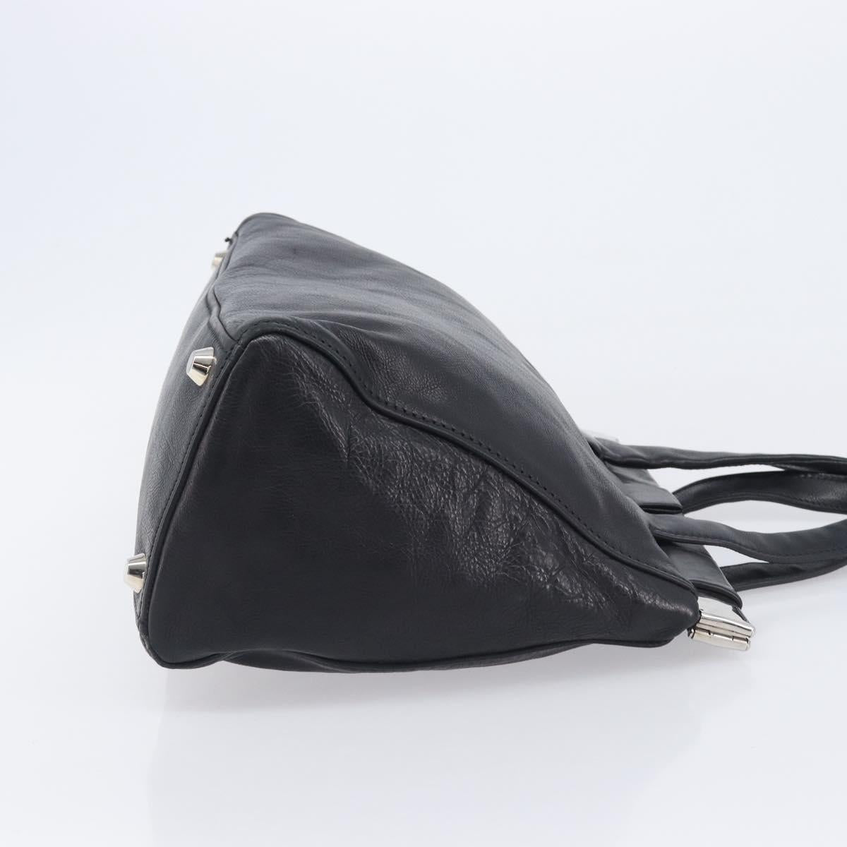 Miu Miu Vitterodino Hand Bag Leather Black Silver Auth 210750A