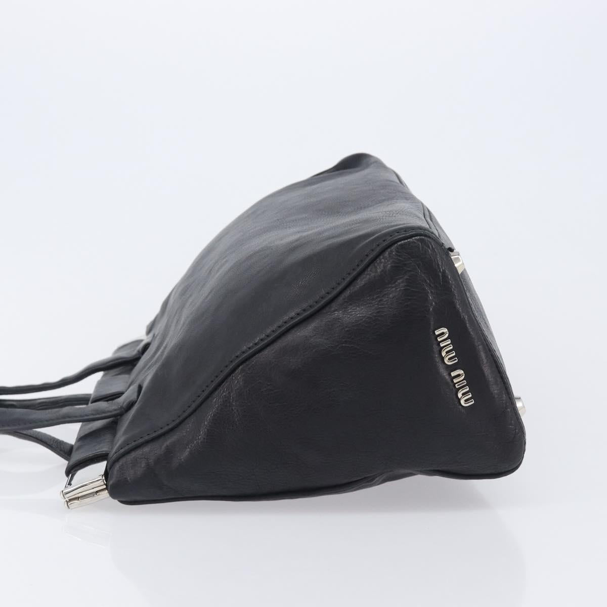 Miu Miu Vitterodino Hand Bag Leather Black Silver Auth 210750A