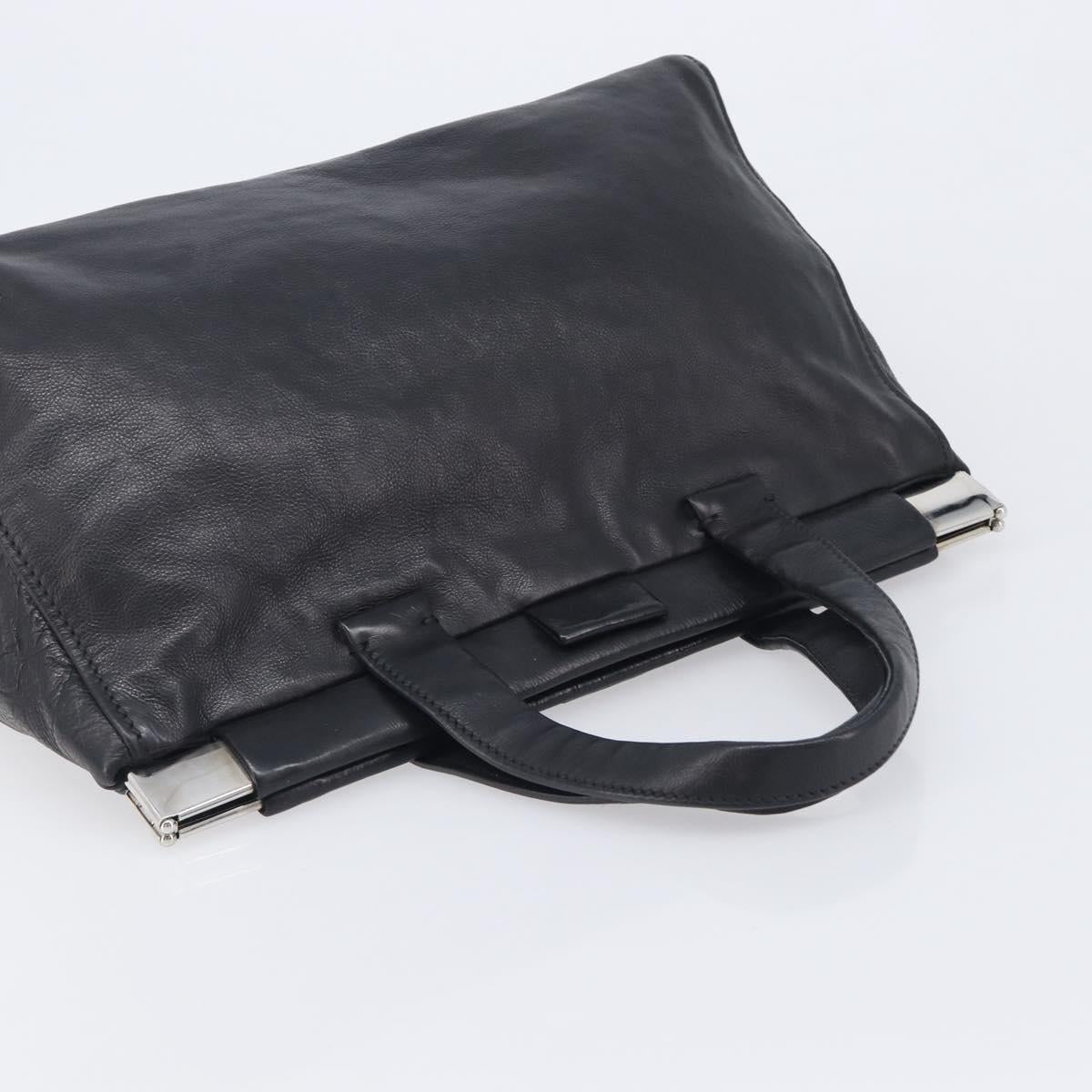 Miu Miu Vitterodino Hand Bag Leather Black Silver Auth 210750A