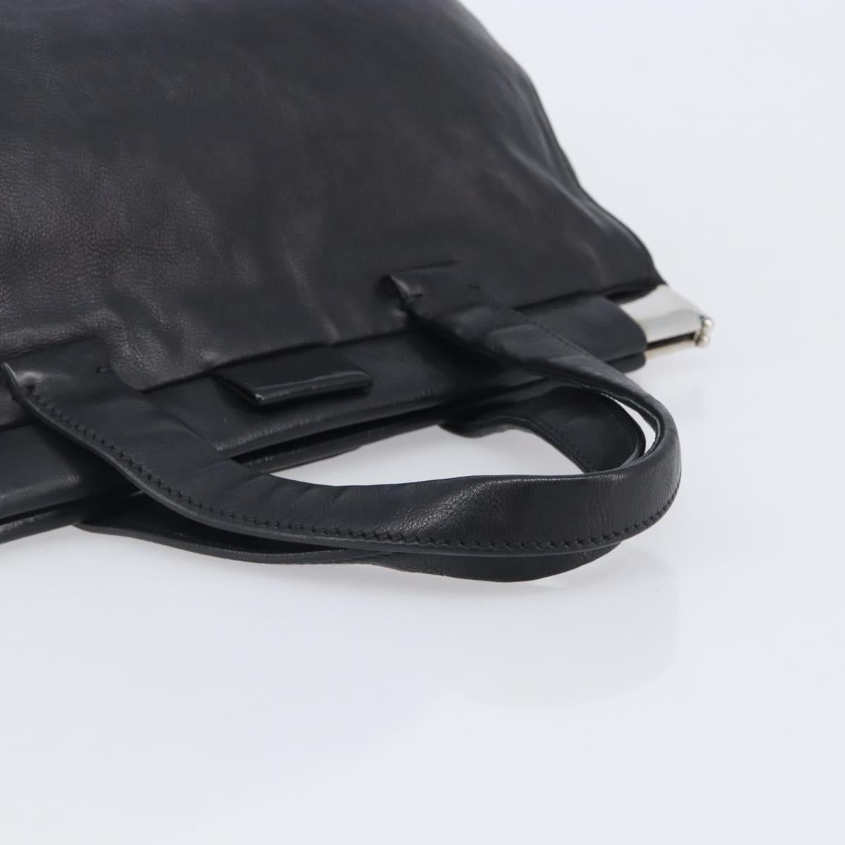 Miu Miu Vitterodino Hand Bag Leather Black Silver Auth 210750A