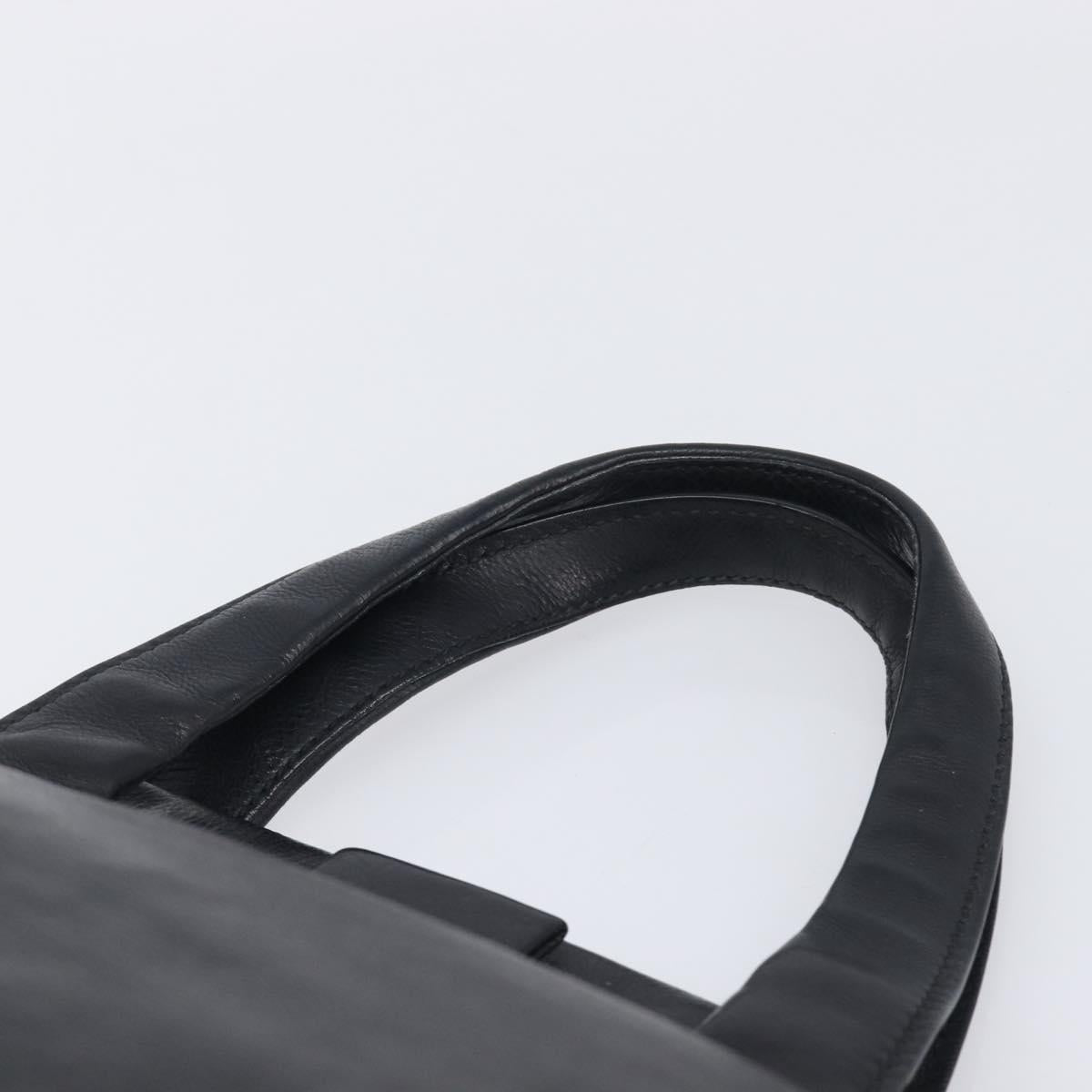 Miu Miu Vitterodino Hand Bag Leather Black Silver Auth 210750A