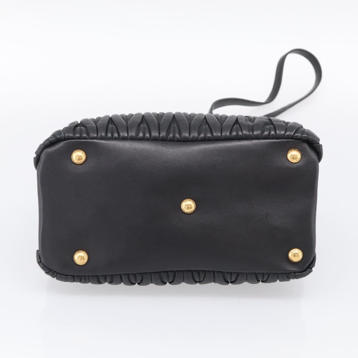 Miu Miu Matelasse Hand Bag Leather 2way Black Gold Auth 210751V