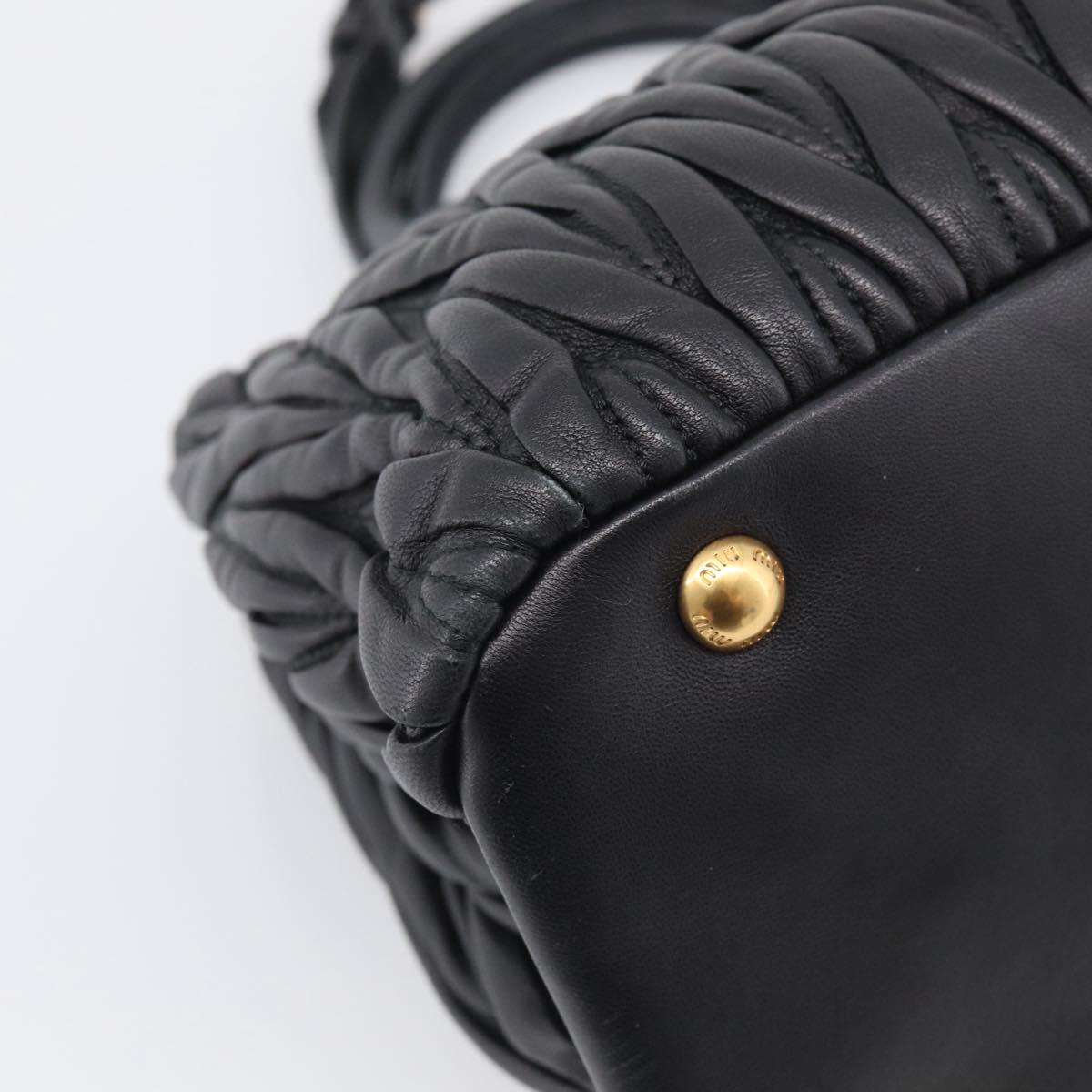 Miu Miu Matelasse Hand Bag Leather 2way Black Gold Auth 210751V