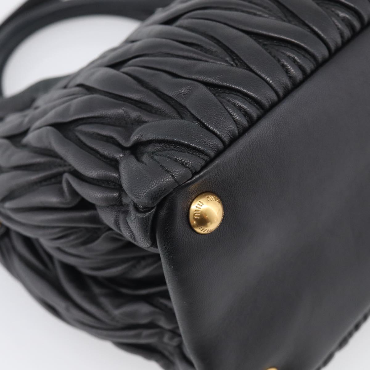 Miu Miu Matelasse Hand Bag Leather 2way Black Gold Auth 210751V