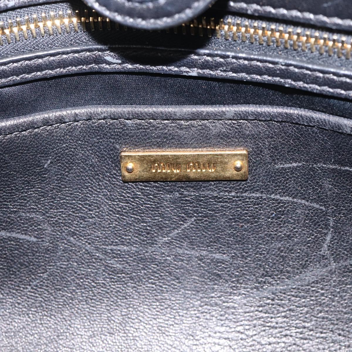 Miu Miu Matelasse Hand Bag Leather 2way Black Gold Auth 210751V