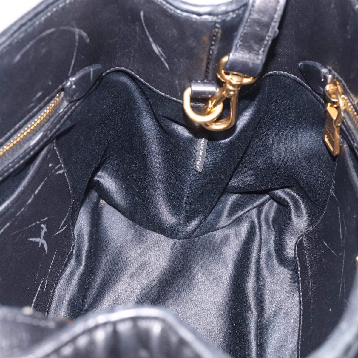 Miu Miu Matelasse Hand Bag Leather 2way Black Gold Auth 210751V