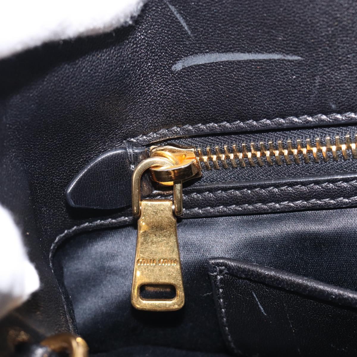 Miu Miu Matelasse Hand Bag Leather 2way Black Gold Auth 210751V