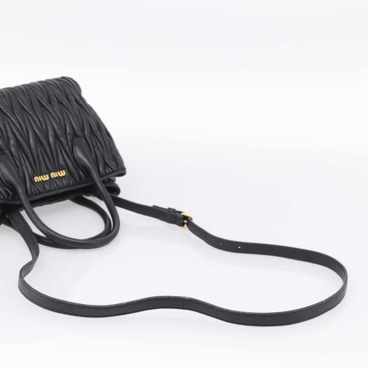 Miu Miu Matelasse Hand Bag Leather 2way Black Gold Auth 210751V