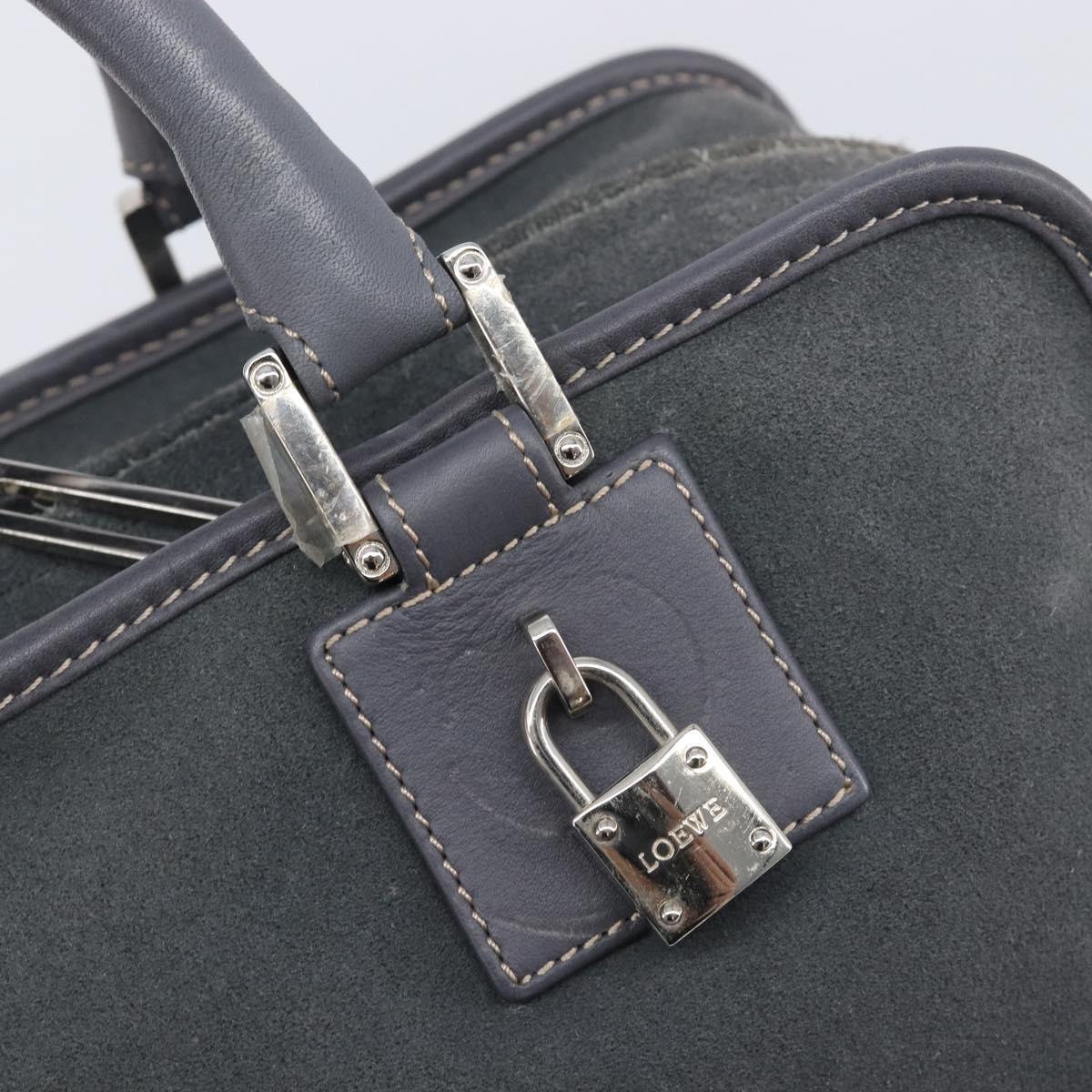 LOEWE Amazona 28 Hand Bag Suede Gray Silver Auth 210758V