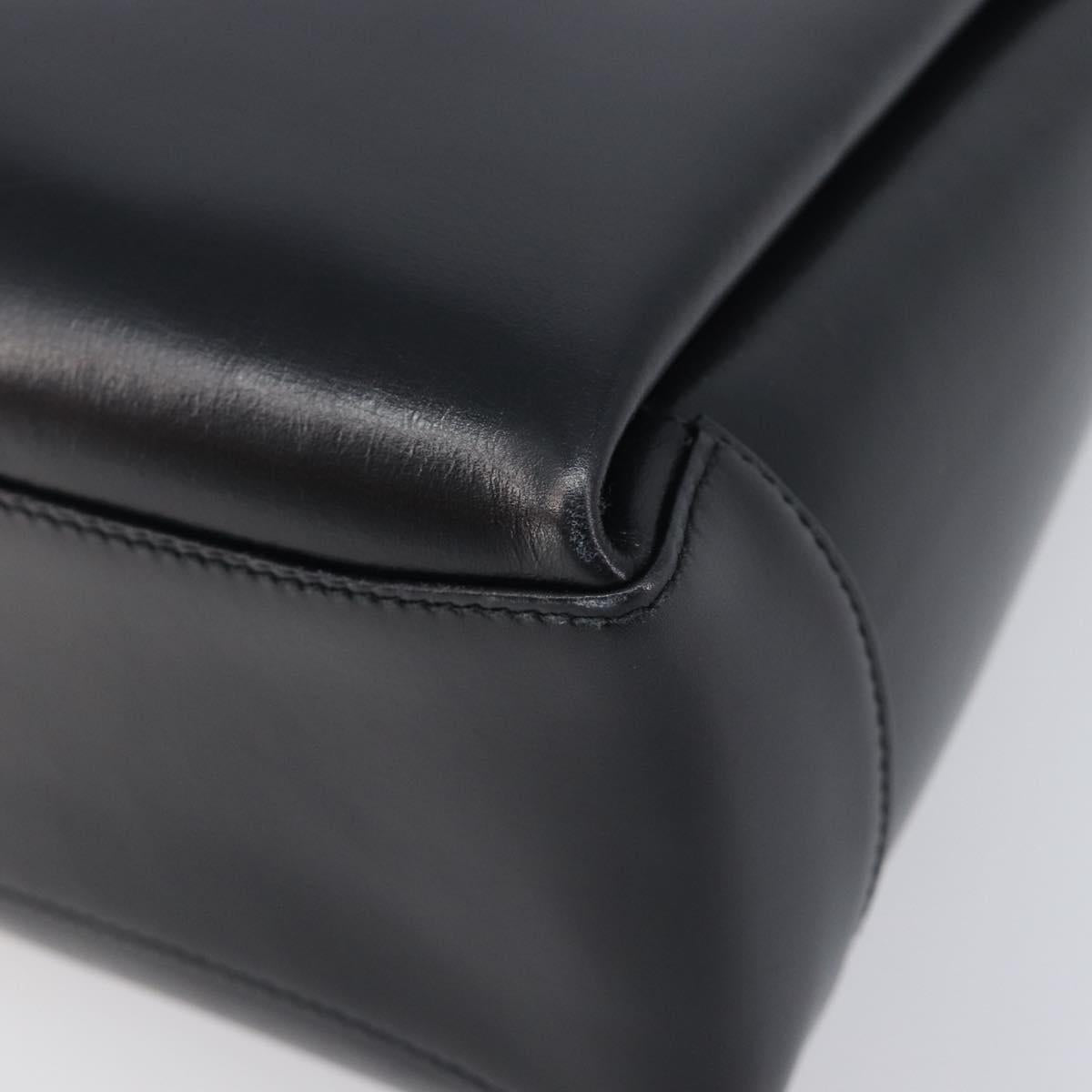GUCCI Shoulder Bag Leather Black Gold Auth 210759A