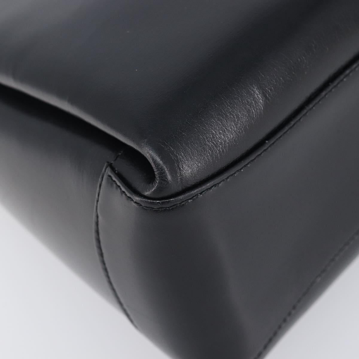 GUCCI Shoulder Bag Leather Black Gold Auth 210759A