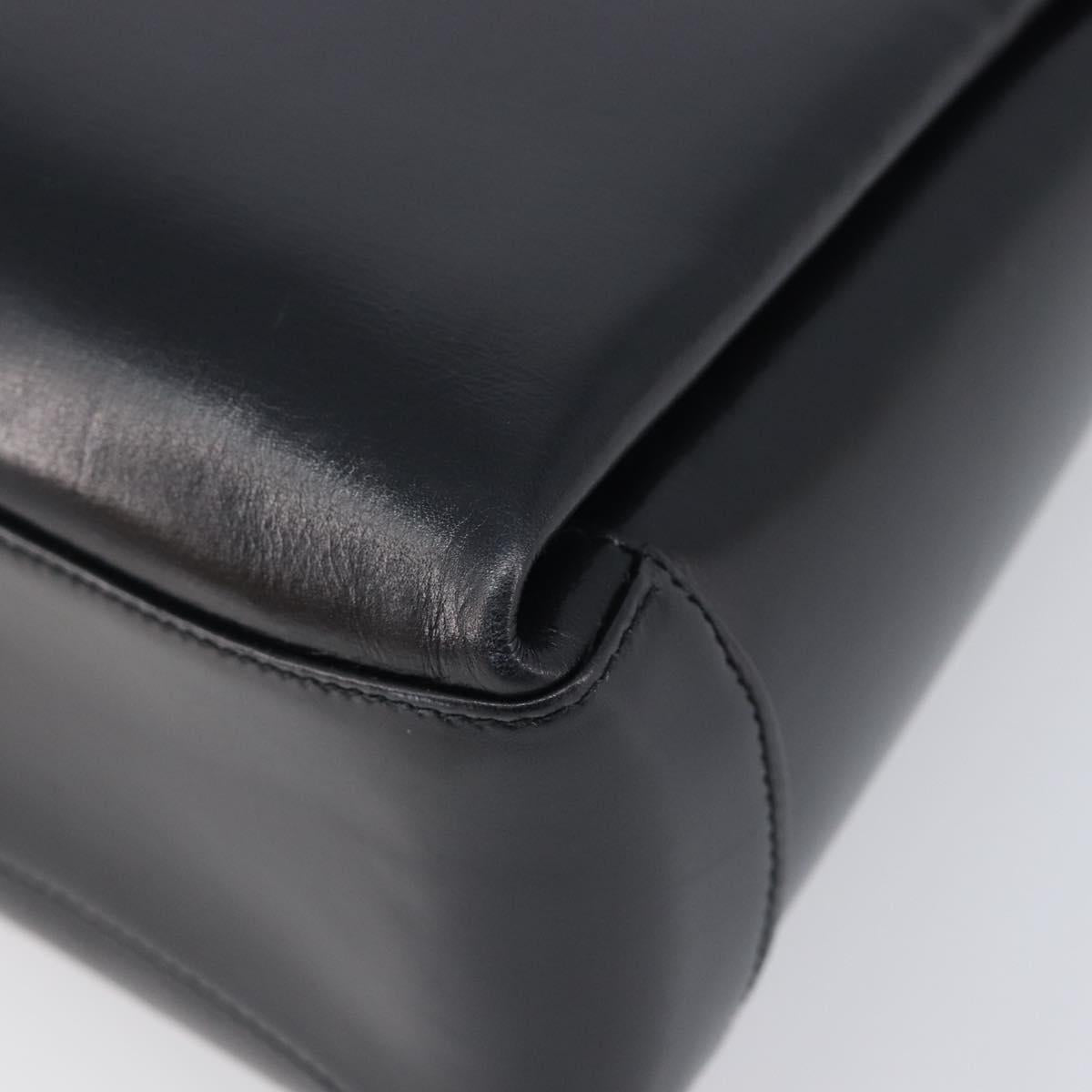 GUCCI Shoulder Bag Leather Black Gold Auth 210759A