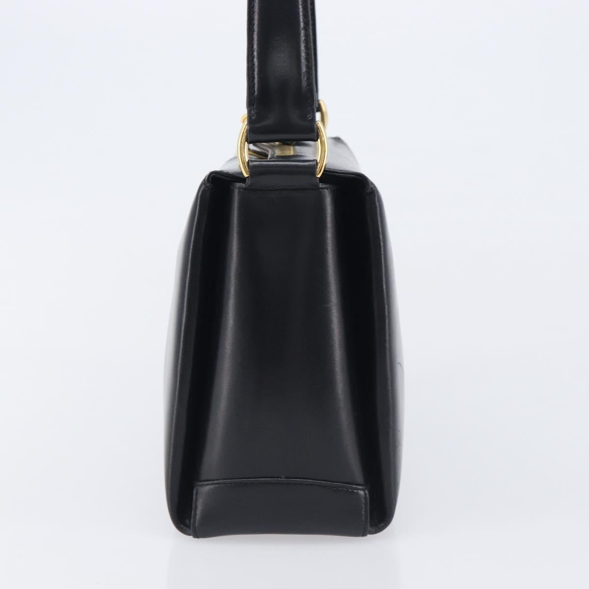 GUCCI Shoulder Bag Leather Black Gold Auth 210759A