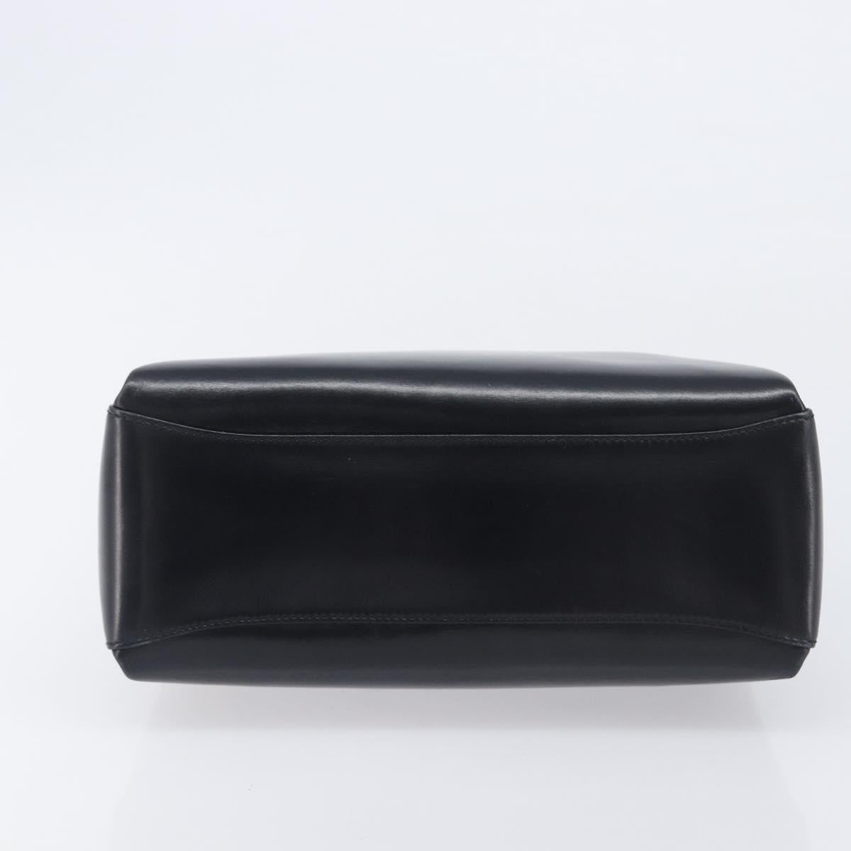 GUCCI Shoulder Bag Leather Black Gold Auth 210759A
