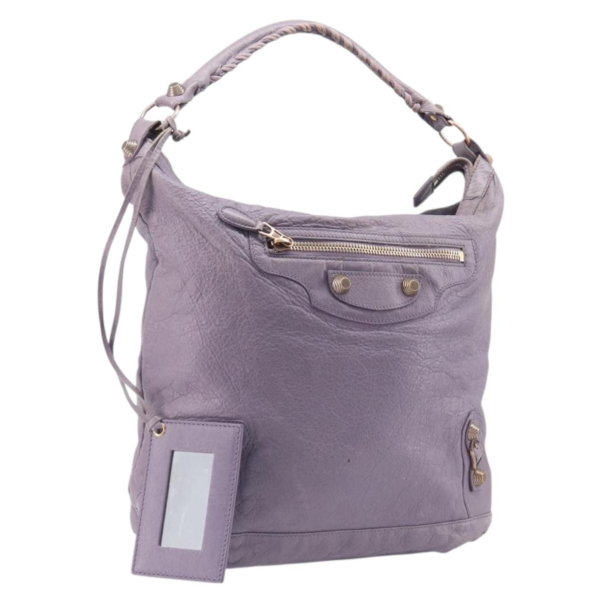 Balenciaga Giant Day Shoulder Bag Leather Purple Gold 285437 Auth 210764V