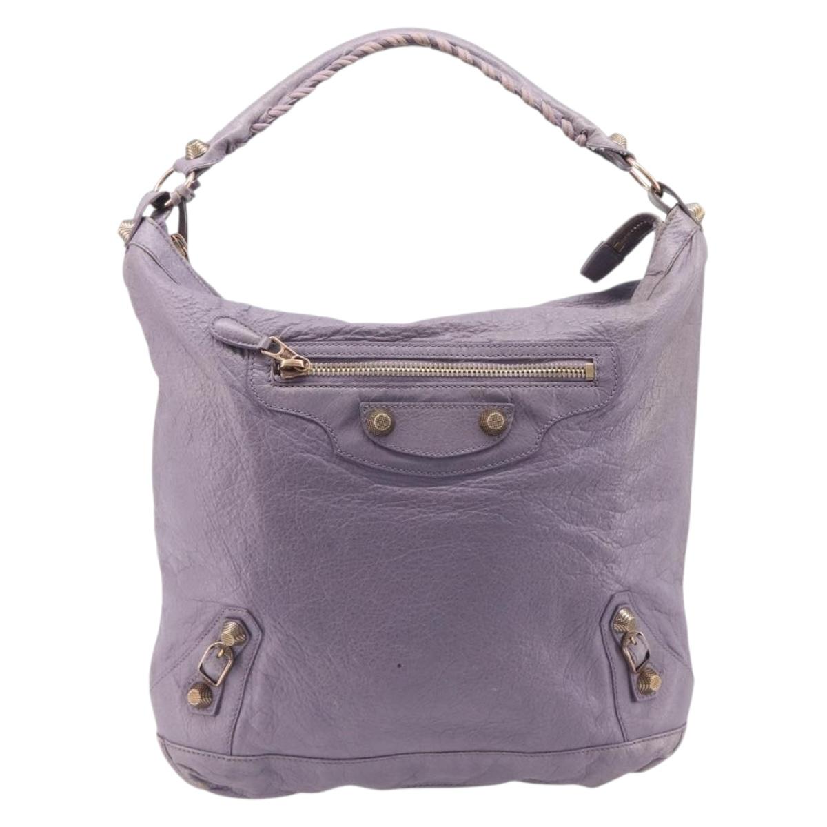 Balenciaga Giant Day Shoulder Bag Leather Purple Gold 285437 Auth 210764V