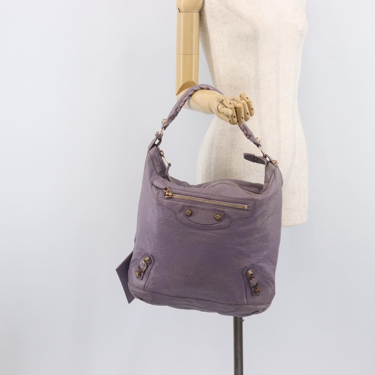 Balenciaga Giant Day Shoulder Bag Leather Purple Gold 285437 Auth 210764V