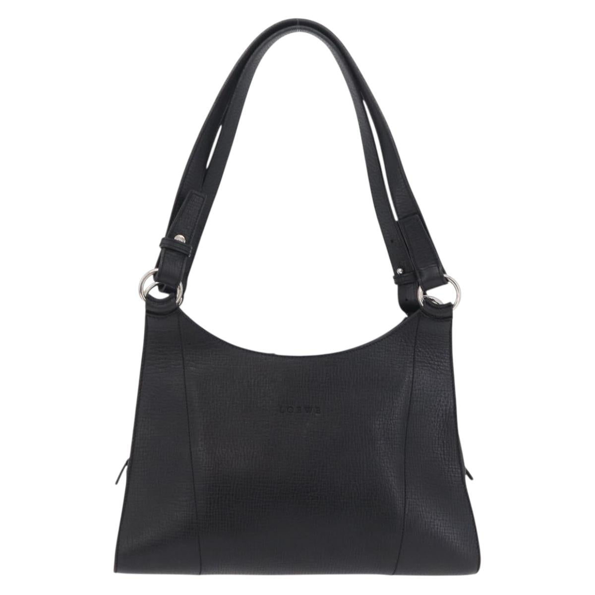 LOEWE Tote Bag Leather Black Silver Auth 210767V
