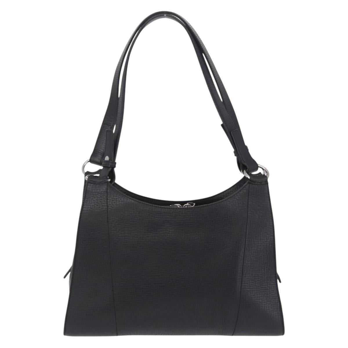 LOEWE Tote Bag Leather Black Silver Auth 210767V