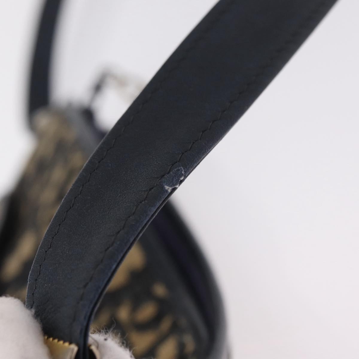 Christian Dior Trotter Canvas Shoulder Bag Navy Gold Auth 210768