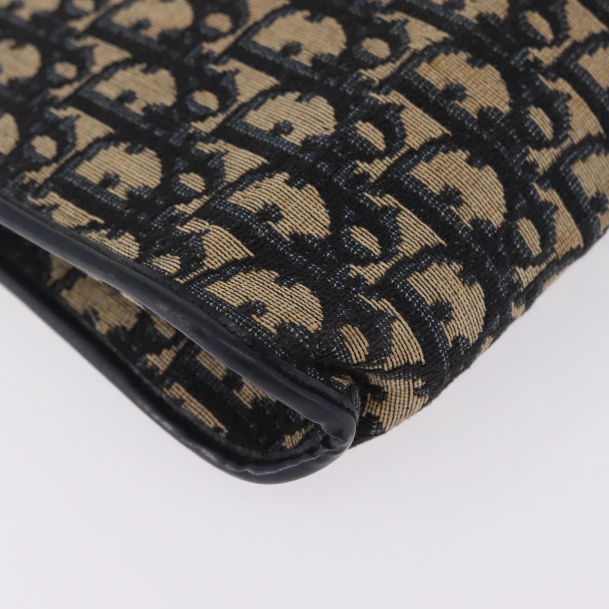 Christian Dior Trotter Canvas Shoulder Bag Navy Gold Auth 210768