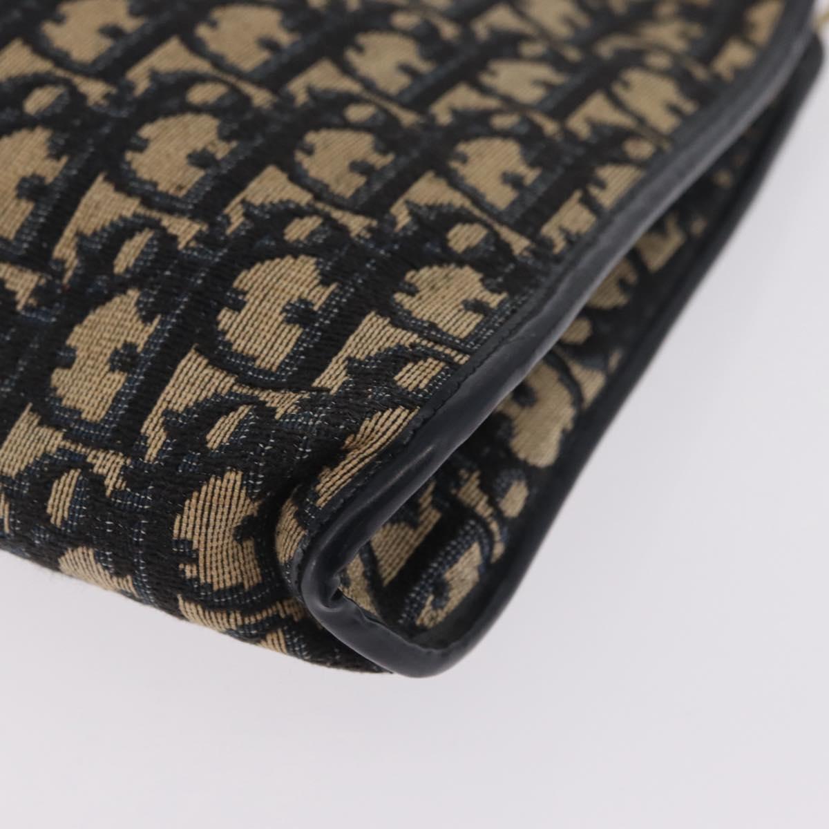 Christian Dior Trotter Canvas Shoulder Bag Navy Gold Auth 210768