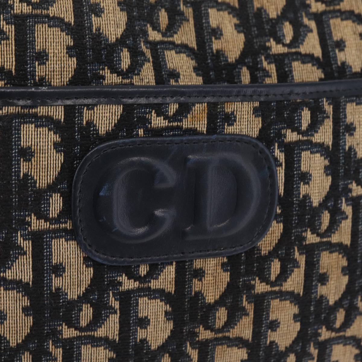 Christian Dior Trotter Canvas Shoulder Bag Navy Gold Auth 210768