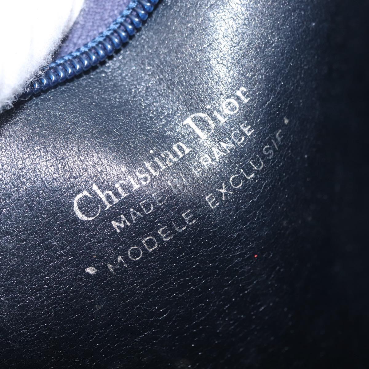 Christian Dior Trotter Canvas Shoulder Bag Navy Gold Auth 210768