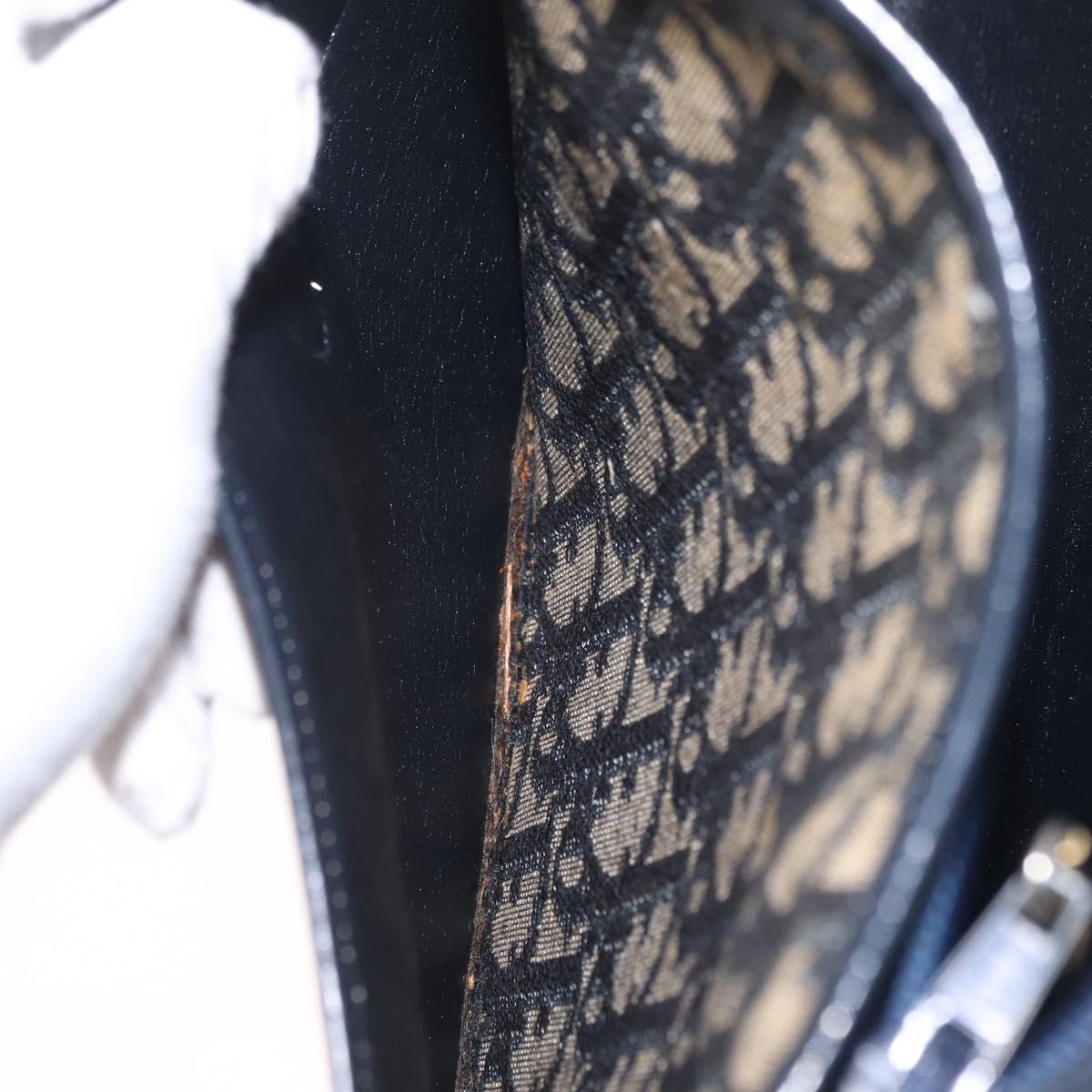 Christian Dior Trotter Canvas Shoulder Bag Navy Gold Auth 210768