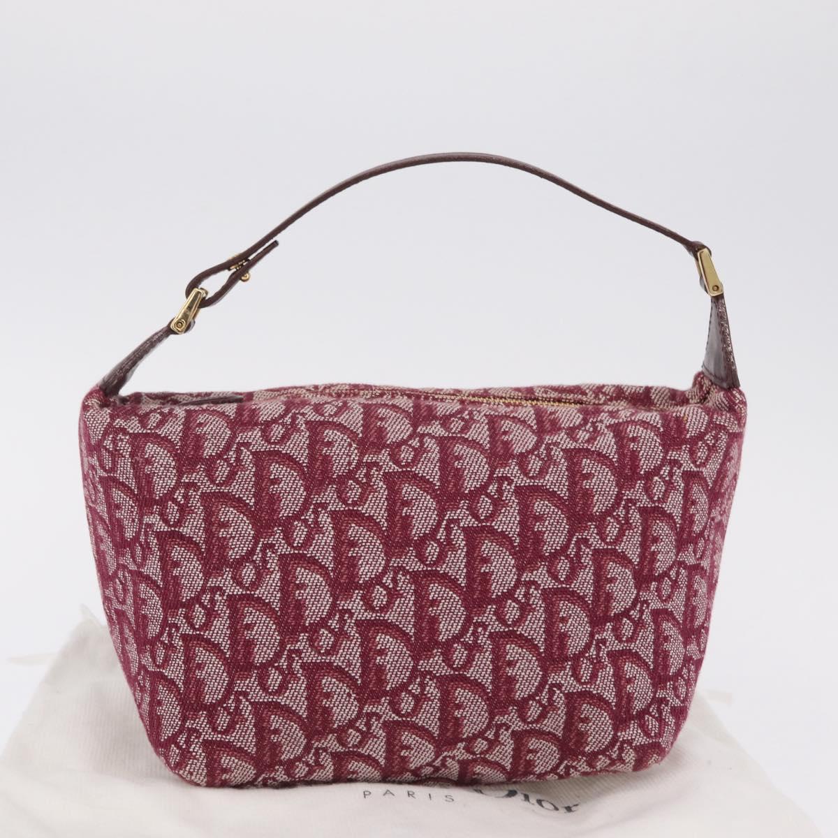Christian Dior Trotter Canvas Hand Bag Red Gold Auth 210769V
