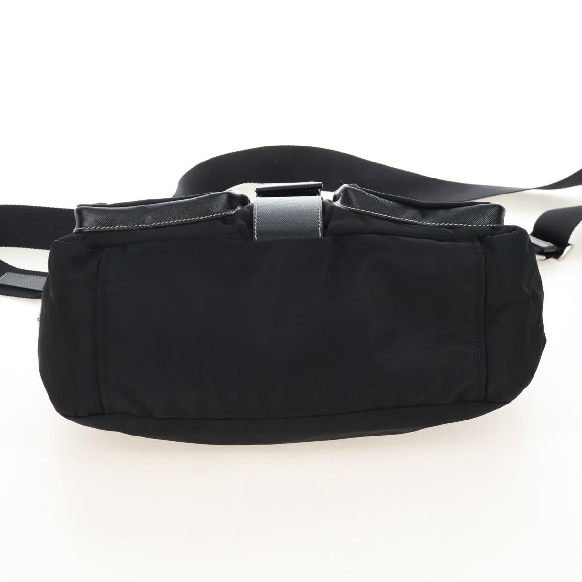 PRADA Shoulder Bag Nylon Black Silver Auth 210770V