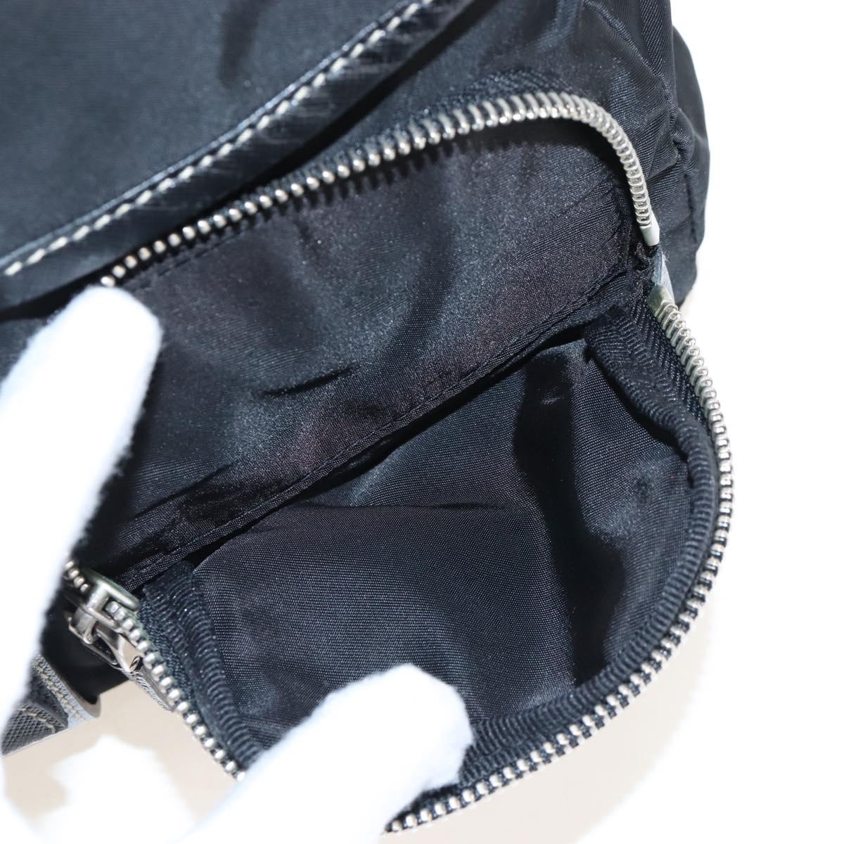 PRADA Shoulder Bag Nylon Black Silver Auth 210770V